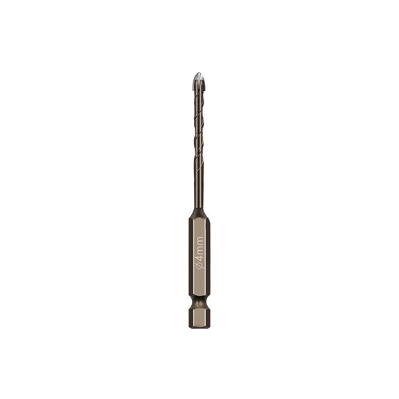 4mm Hexagonal Shank Spiral Flute Cross Alloy Drill Bits Glass Tile Four Edge Drivers