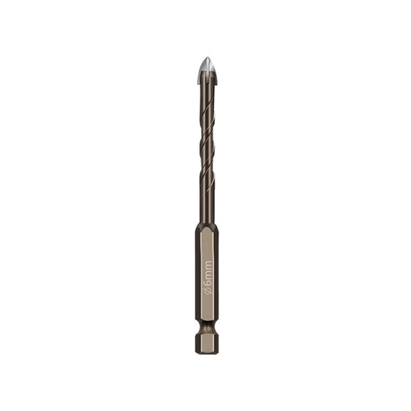 6mm Hexagonal Shank Spiral Flute Cross Alloy Drill Bits Glass Tile Four Edge Drivers