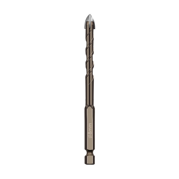 8mm Hexagonal Shank Spiral Flute Cross Alloy Drill Bits Glass Tile Four Edge Drivers
