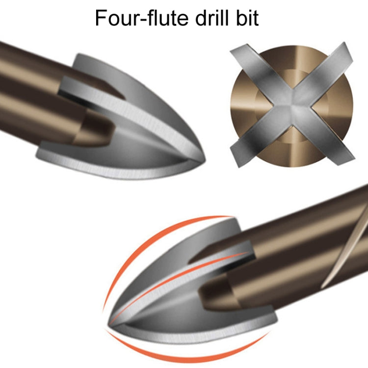 3mm Hexagonal Shank Spiral Flute Cross Alloy Drill Bits Glass Tile Four Edge Drivers