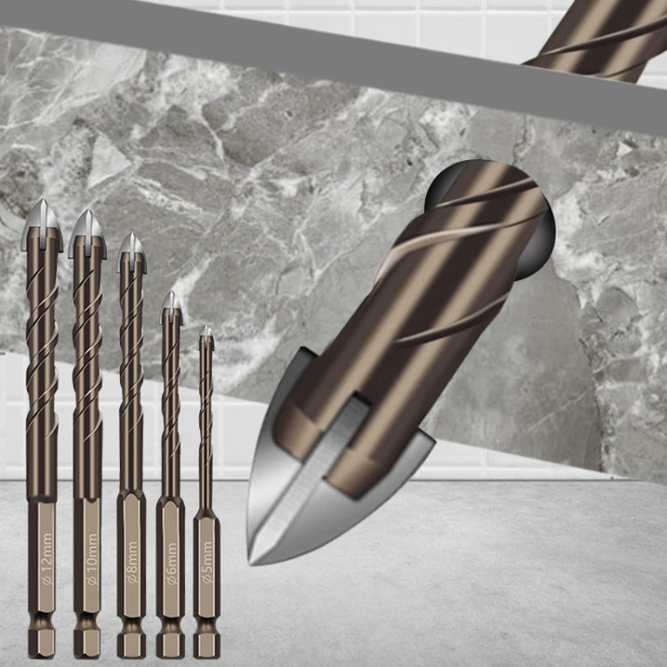 3mm Hexagonal Shank Spiral Flute Cross Alloy Drill Bits Glass Tile Four Edge Drivers