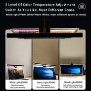TB-30SA 33cm Timing Dimming Display Asymmetric Working Eye Care LED Desk Lamp Laptop Screen Hanging Light(Black)