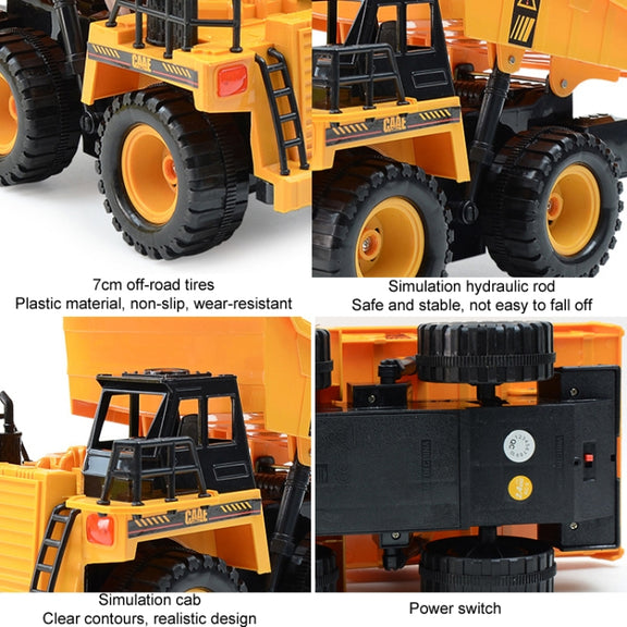 2.4G RC Dumper Truck Simulation Engineering Vehicle Model Children Electrical RC Truck Toy(Yellow)