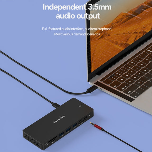 Blueendless 12-In-1 HD Multifunctional Docking Station 10Gbps Splitter With Switch(Dual 8K HDMI+DP)