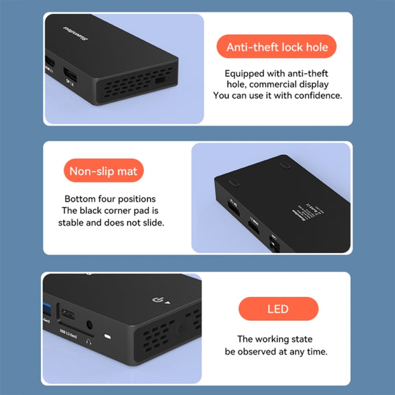 Blueendless 12-In-1 HD Multifunctional Docking Station 10Gbps Splitter With Switch(Dual 8K HDMI+DP)