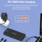 Blueendless 12-In-1 HD Multifunctional Docking Station 10Gbps Splitter With Switch(Dual 8K HDMI+DP)