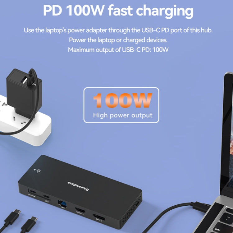 Blueendless 12-In-1 HD Multifunctional Docking Station 10Gbps Splitter With Switch(Dual 8K HDMI+DP)