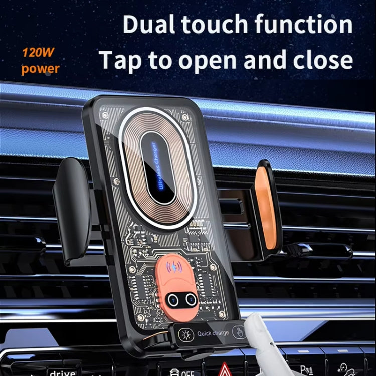 120W Transparent Car Wireless Charger Cell Phone Holder Magnetic Fast Charger(Black)