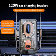 120W Transparent Car Wireless Charger Cell Phone Holder Magnetic Fast Charger(Black)