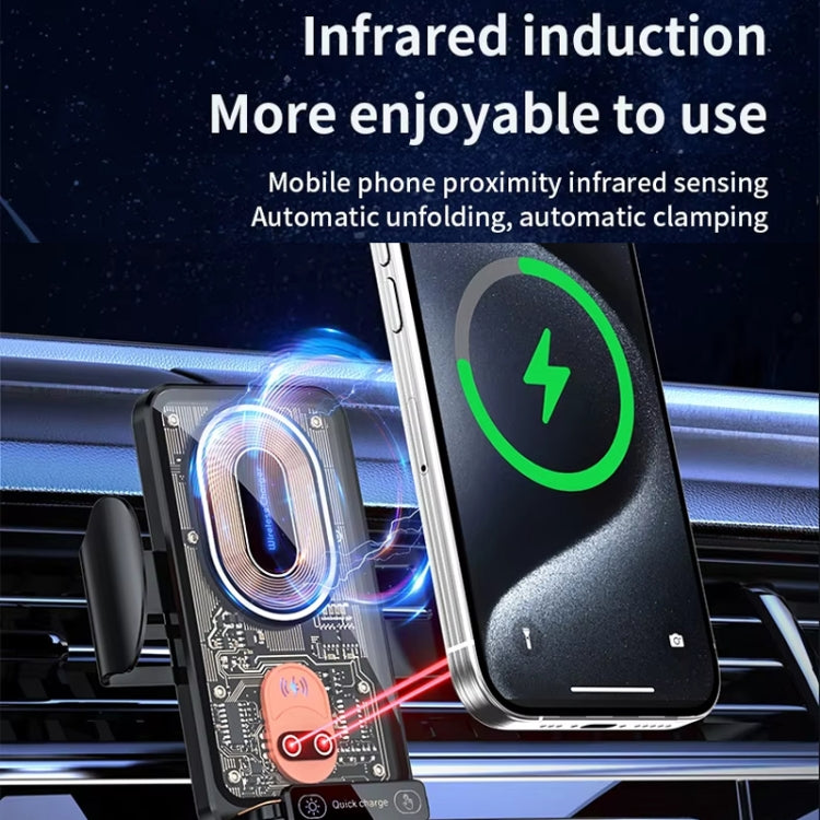 120W Transparent Car Wireless Charger Cell Phone Holder Magnetic Fast Charger(Black)