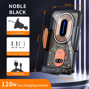 120W Transparent Car Wireless Charger Cell Phone Holder Magnetic Fast Charger(Black)