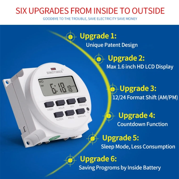 SINOTIMER TM618N-3 24V 7 Days Weekly Programmable Digital Electronic Timer Switch