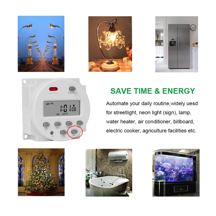 SINOTIMER CN101S-5V 1 Second Interval Digital LCD Timer Switch 7 Days Weekly Programmable Time Relay