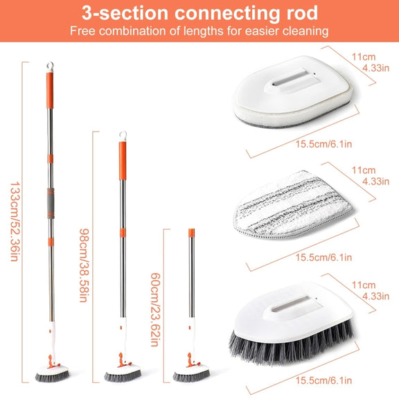 Shower Cleaning Brush With 52 Inch Adjustable Handle Tub Tile Scrubber Brush, Spec: Set 1
