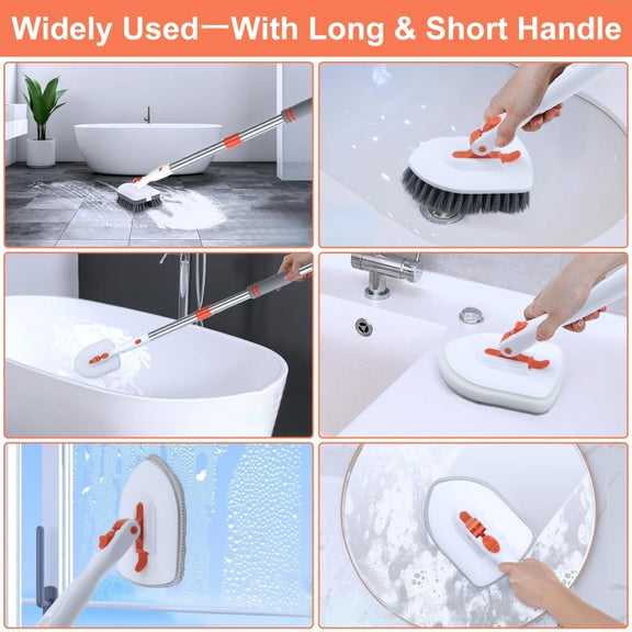 Shower Cleaning Brush With 52 Inch Adjustable Handle Tub Tile Scrubber Brush, Spec: Set 1