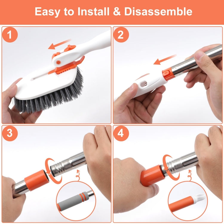 Shower Cleaning Brush With 52 Inch Adjustable Handle Tub Tile Scrubber Brush, Spec: Set 1
