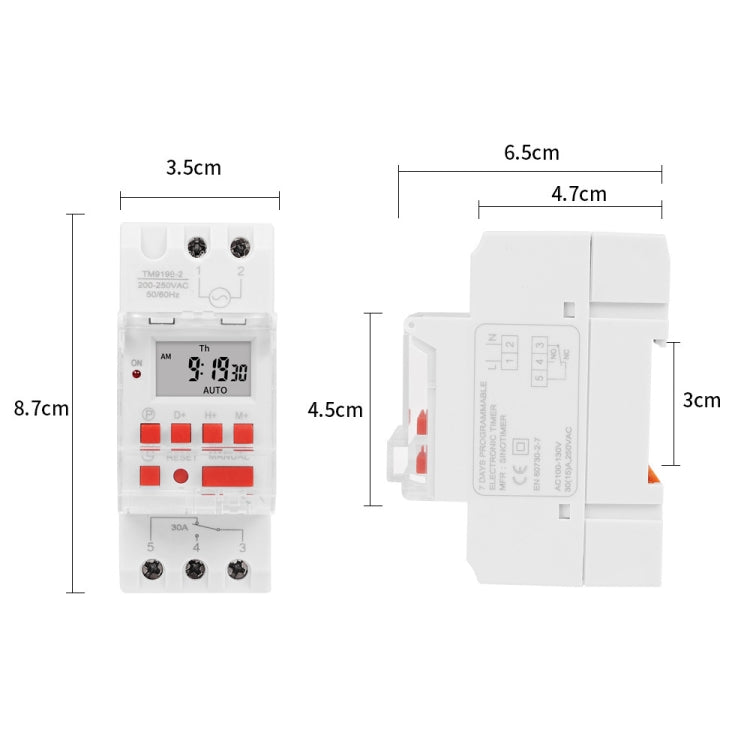SINOTIMER TM919B-2 220V 30A Programmable Digital Timer Switch Automatic Cycle Timing Controller