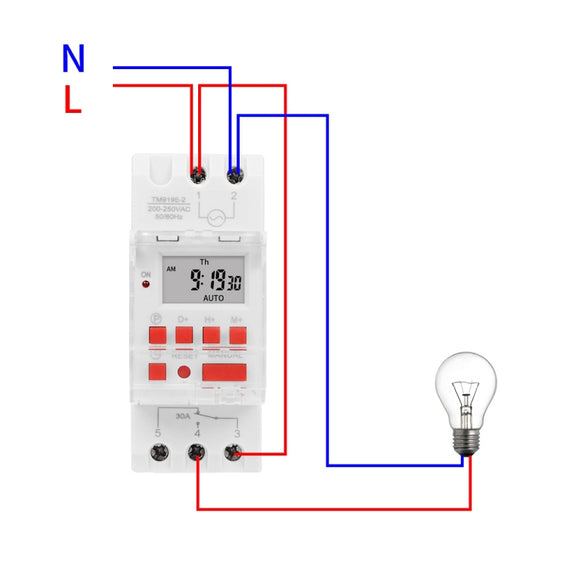 SINOTIMER TM919BK 85-265V AC 30A Programmable Digital Timer Switch Automatic Cycle Timing Controller