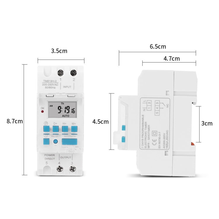 SINOTIMER TM919H-2 220V 16A DIN Rail 4 Pins Voltage Output Digital Switch Timer Automatic Cycle Timing Controller