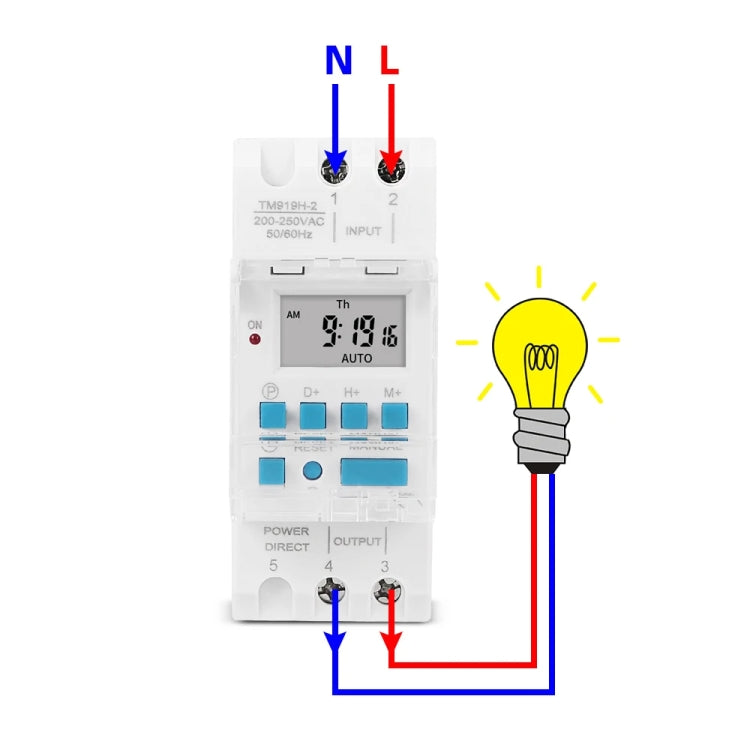 SINOTIMER TM919H-2 220V 16A DIN Rail 4 Pins Voltage Output Digital Switch Timer Automatic Cycle Timing Controller