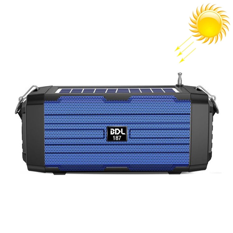 BDL-187 LED Light Solar Wireless Bluetooth Speaker Portable Outdoor Camping FM Radio(Blue)