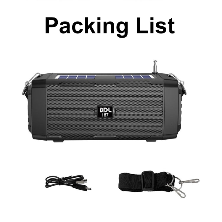 BDL-187 LED Light Solar Wireless Bluetooth Speaker Portable Outdoor Camping FM Radio(Blue)