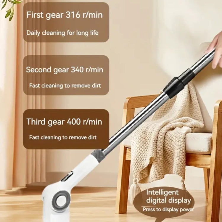 7 In 1 Electric Spin Scrubber Rechargeable Water-resistant Floor Clean Bush with 23.6 Inch Adjustable Handle(White)