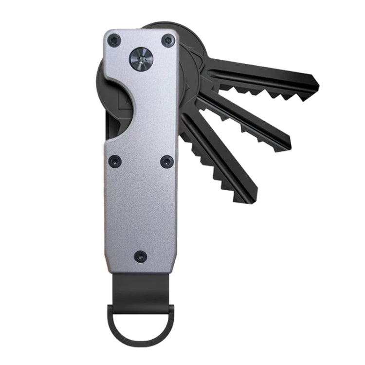 Compact Key Organizer Metal Key Chain Can Hold 2-6 Keys Gray