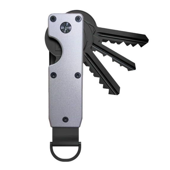 Compact Key Organizer Metal Key Chain Can Hold 2-6 Keys Gray