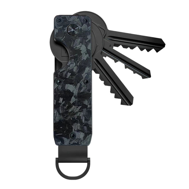Compact Key Organizer Metal Key Chain Can Hold 2-6 Keys Black Forged Carbon