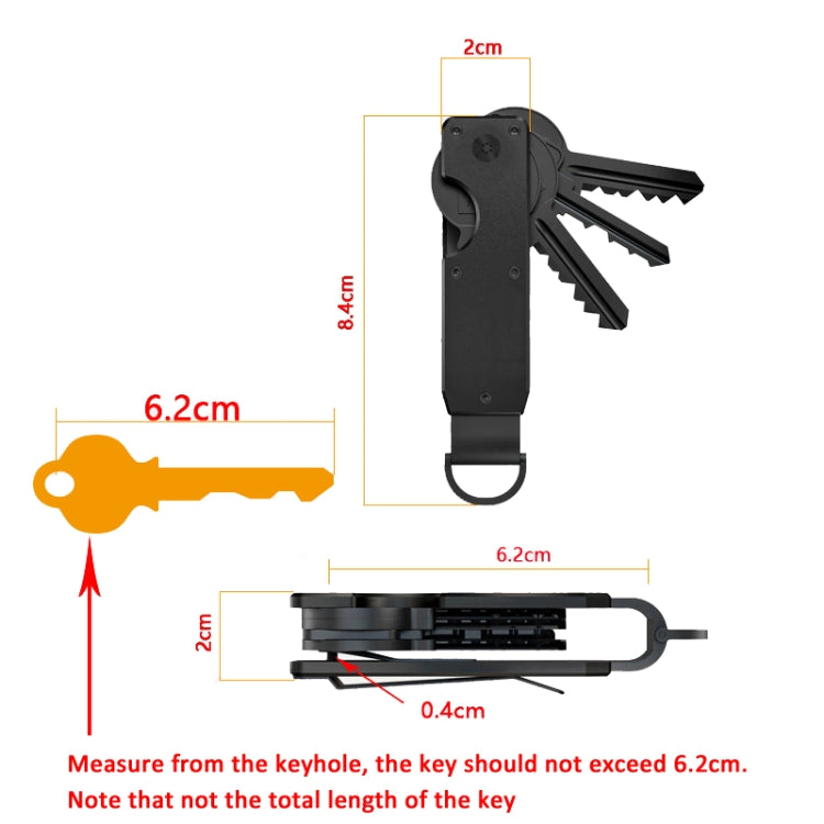 Compact Key Organizer Metal Key Chain Can Hold 2-6 Keys Gradient Color