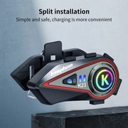 KUQIBAO Motorcycle Helmet Long-Lasting Bluetooth-compatible Headset With Light(Hard Microphone)