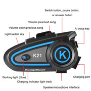 KUQIBAO Motorcycle Helmet Long-lasting Water-resistant Bluetooth-compatible Headset with Light(Hard Microphone)