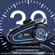 KUQIBAO Motorcycle Helmet Long-lasting Water-resistant Bluetooth-compatible Headset with Light(Hard Microphone)