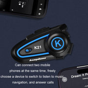 KUQIBAO Motorcycle Helmet Long-lasting Water-resistant Bluetooth-compatible Headset with Light(Hard Microphone)