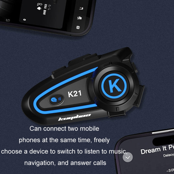 KUQIBAO Motorcycle Helmet Long-lasting Water-resistant Bluetooth-compatible Headset with Light(Hard Microphone)