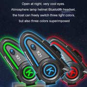 KUQIBAO Motorcycle Helmet Long-lasting Water-resistant Bluetooth-compatible Headset with Light(Hard Microphone)