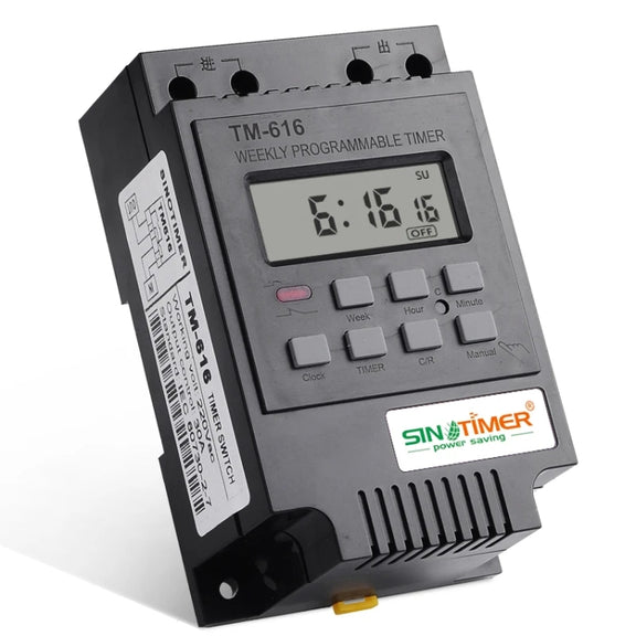 SINOTIMER TM616B-2 220V 30A Weekly Programmable Digital Timer Switch Relay Control