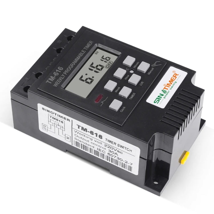 SINOTIMER TM616B-2 220V 30A Weekly Programmable Digital Timer Switch Relay Control