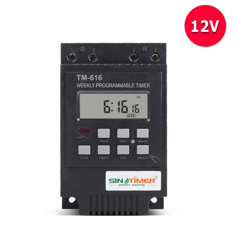 SINOTIMER TM616B-4 12V 30A Weekly Programmable Digital Timer Switch Relay Control