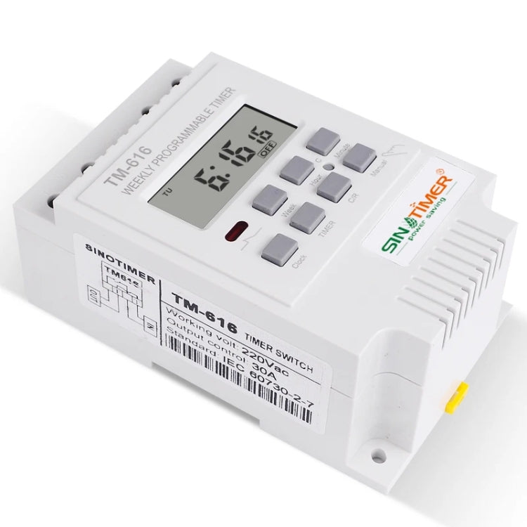 SINOTIMER TM616W-2 220V 30A Weekly Programmable Digital Timer Switch Relay Control