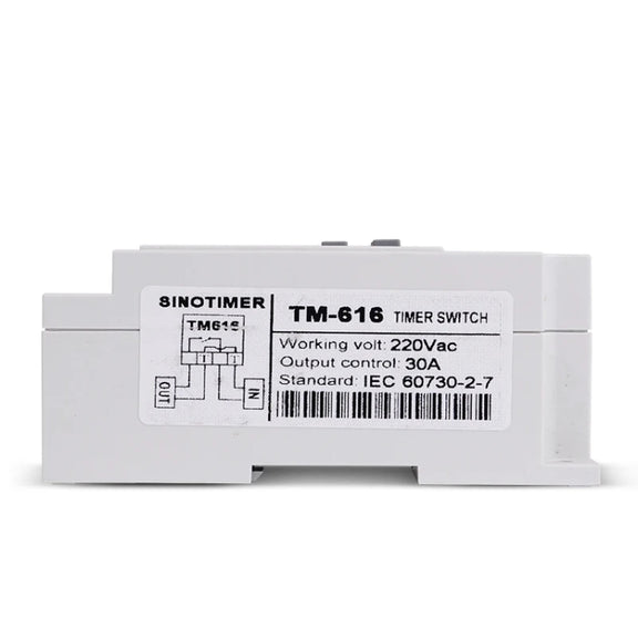 SINOTIMER TM616W-2 220V 30A Weekly Programmable Digital Timer Switch Relay Control