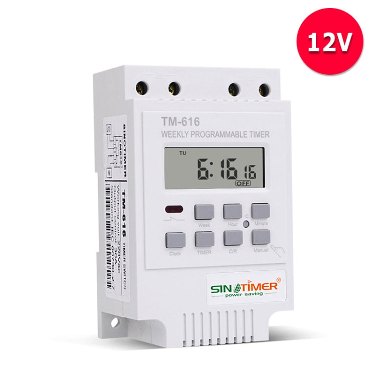 SINOTIMER TM616W-4 12V 30A Weekly Programmable Digital Timer Switch Relay Control