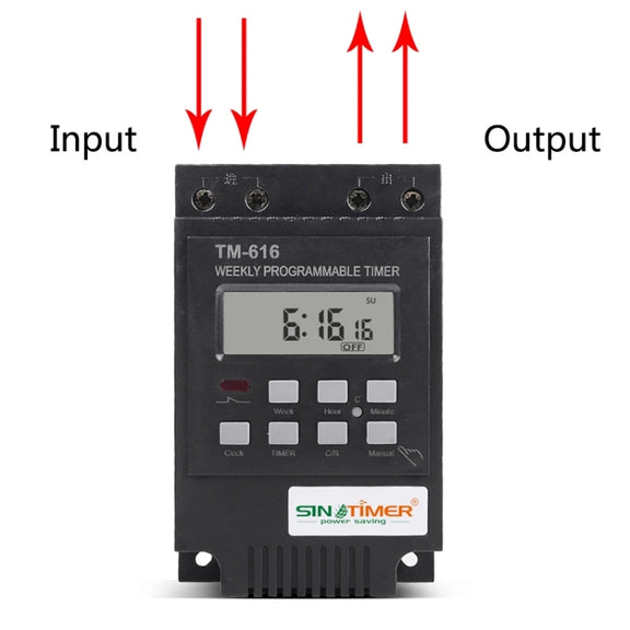 SINOTIMER TM616B-4 12V 30A Weekly Programmable Digital Timer Switch Relay Control