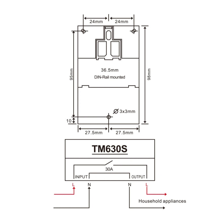 SINOTIMER TM630S-1 110V 30A Timer Switch 1 Second Interval Weekly Programmable Time Relay