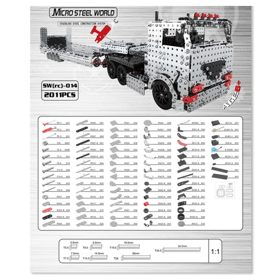 2011pcs / Box ZBToys Building Blocks Mechanical Toys Hand-Assembled Remote Control Trailer Metal Model