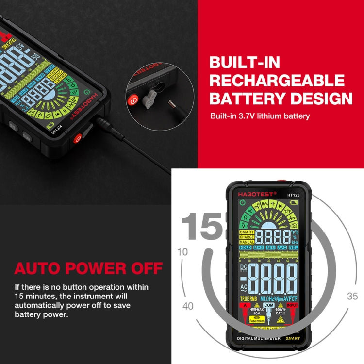 HABOTEST Automatic Range Digital Display Ultra-Clear Intelligent Current Multimeter
