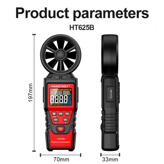 HABOTEST Handheld High-Precision Digital Anemometer With USB(HT625B)