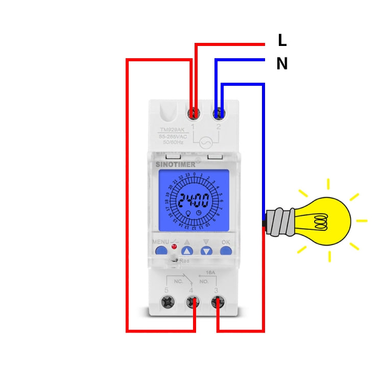 SINOTIMER  TM929AKL 85-265V 16A 24hrs Digital Analogue Din Module Time Switch With Backlight