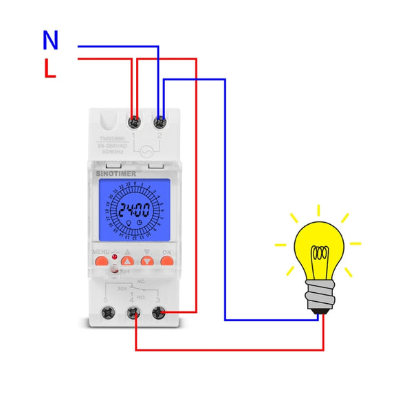 SINOTIMER  TM929BKL 85-265V 30A 24hrs Digital Analogue Din Module Time Switch With Backlight